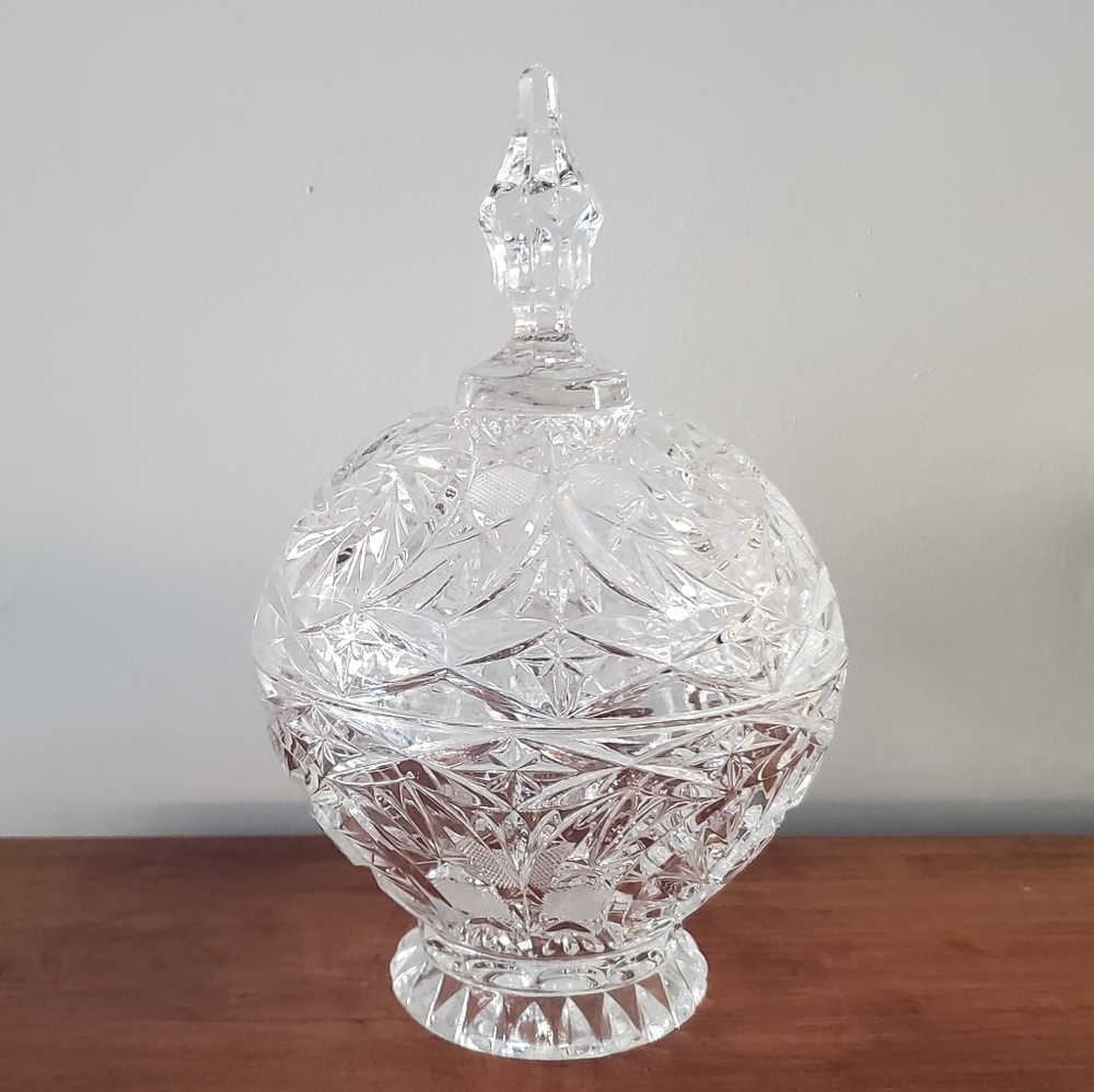 Large Vintage Crystal Bowl with Lid